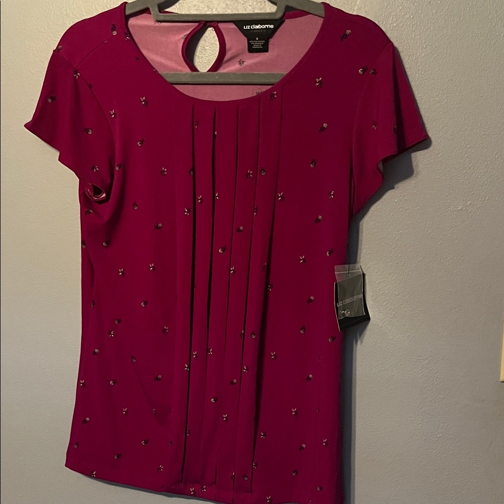 Liz Claiborne Women's Red Pleated Blouse